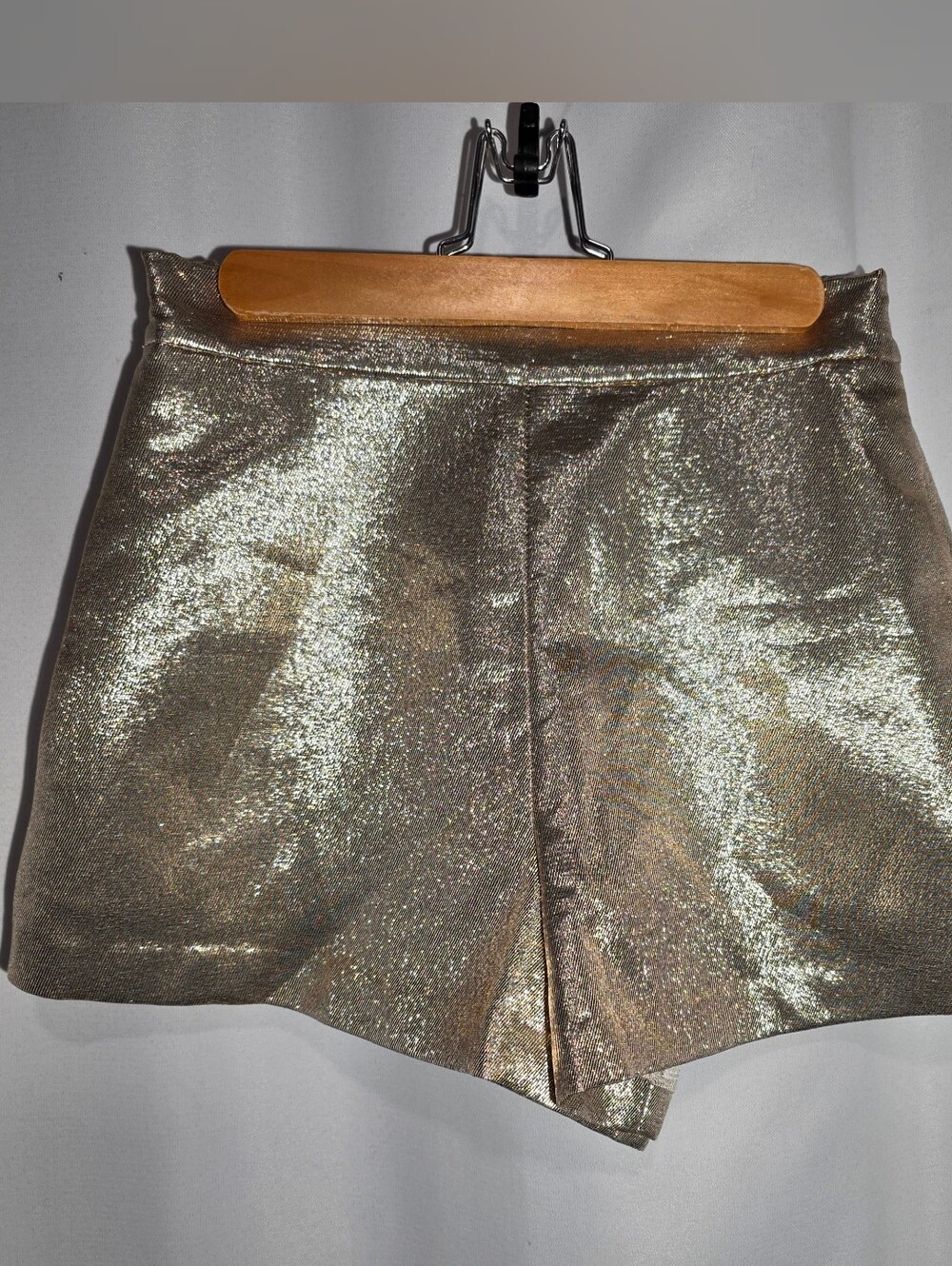 Maje Metallic Gold Silk Women's High-Rise Shorts